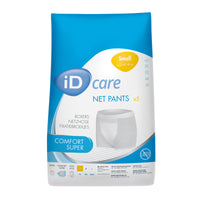 Able2 Stretch Pants Short Leg Length size small, pack of 5, secure fit highlighted on blue and white packaging, front view.