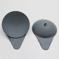Mountway Sucker for Neptune Bath Lift, two teardrop-shaped pads, one with bolt, replacement part, top view.