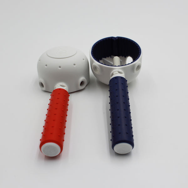 Gordon Ellis Tap Turners with textured handles and dome-shaped heads for grip, shown side by side, front view.