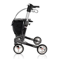 Topro Troja 5G Premium Rollator with four wheels, storage bag and ergonomic handles, side view.