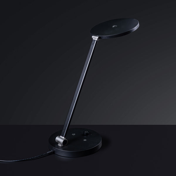 The Daylight Company TriSun Therapy Lamp with adjustable brightness and touch controls, desk lamp front view.