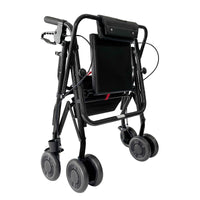 Uniscan Glider Plus Adjustable Rollator, lightweight, foldable, with four wheels and padded seat, front view.
