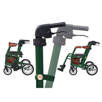 Able2 Uplivin Glide 2-in-1 rollator and wheelchair shown from different angles.