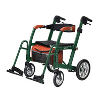 Able2 Uplivin Glide rollator and wheelchair with seat, storage pouch, and four wheels, side view.