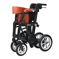 Able2 Uplivin Glide 2-in-1 rollator and wheelchair with large wheels and quilted pouch, front view.