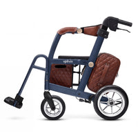 Uplivin Glide 2-in-1 rollator and wheelchair with a storage bag, side view.