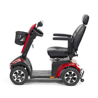 Drive Viper Scooter with basket, adjustable seat, armrests and headrest side view.