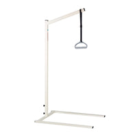 Sidhil Whitby Lifting Pole free-standing bed assist with triangular grip handle, used for patient support, side view.